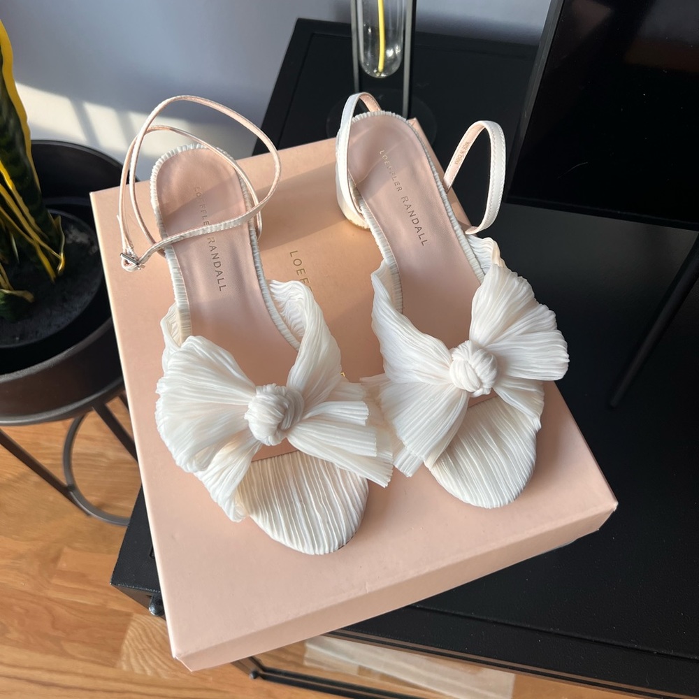 Loeffler Randall Dahlia Pleated Bow Heals with Ankle Strap